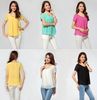Large Plus Size Women's Chiffon shirts Blue Rose Mint Color Summer Blouses Short Sleeve Female Loose Shirts Office Ladies J1831