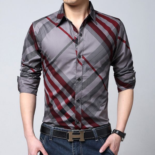 

2015 New Spring Mens Blue & White & Red Plaid Shirts Long Sleeve Casual checked Shirt Brushed M-3XL Men Dress,JA171