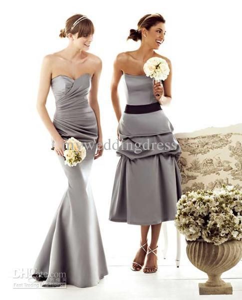 grey satin bridesmaid dresses