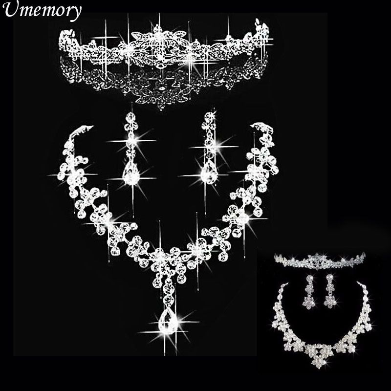 

Wholesale-Free Shipping 2015 Newest Wedding Jewelry Three Pieces Set Necklace Earrings Tiaras Bridal Hair Accessory Wedding Accessories, Small style