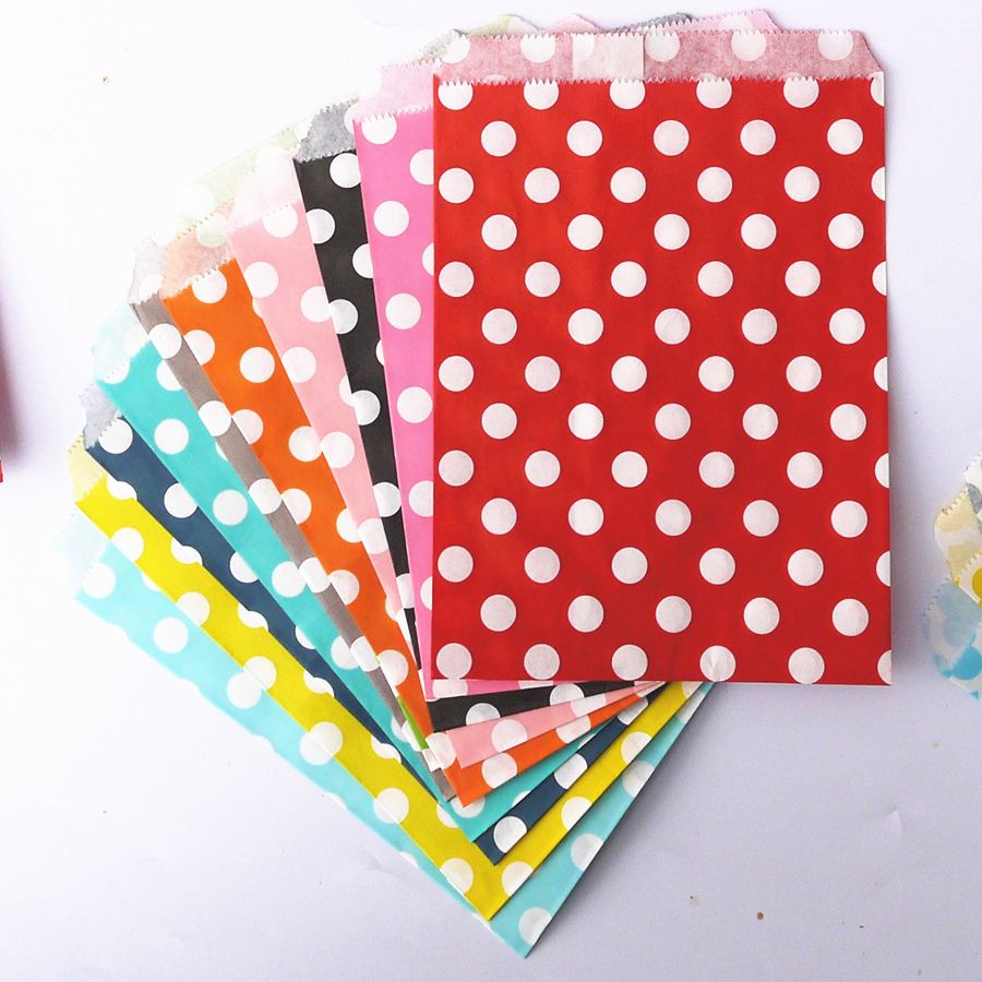 treat candy bag high quality 250pcs/ Lot Party Favor Paper Bags Chevron Polka Dot Stripe Printed Paper flower Bags Bakery Bags