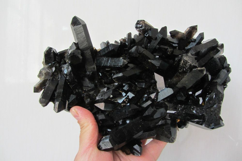 2019 940.0g Natural Black Quartz Crystal Cluster Rock Specimen From