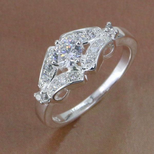 

R146 Size 7,8 925 silver ring, 925 silver fashion jewelry, inlaid stone belt Ring