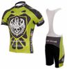 Cool Skeleton Skull Rock Racing TEAM Short Sleeve Green Cycling Jersey + Bib Short Size:S-XXXL