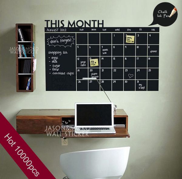 

2015 Home Decoration Diy Monthly chalkboard calendar Wall Decal Removable Planner wallpaper Wall Stickers 60*92CM