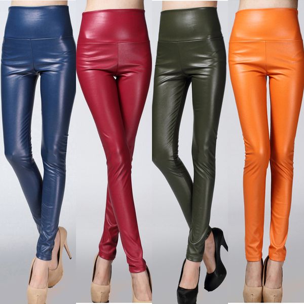 

Мода Осень / Зима Теплая Женщины Искусственной Кожи Брюки Эластичный Sexy Lady Кожаны