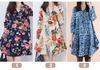 New Women Autumn/Winter Dress Ladies Long Sleeve Dress Women Clothes V-Neck Loose Printed Dress 22