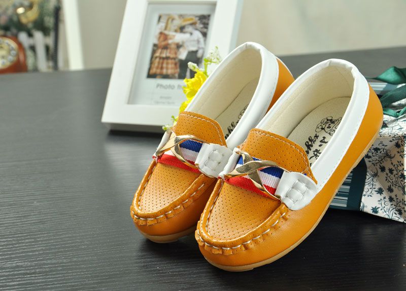 

Wholesale-2015 kids shoes children shoes spring autumn leather boy shoes soft loafers casual shoes, Yellow