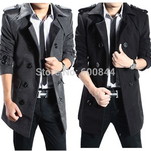 Winter Mens UK Stylish Casual Wool Double Long Jacket Coat Mens Peacoats Parka Cheap Winter Coats For Men Plus Size LLB001