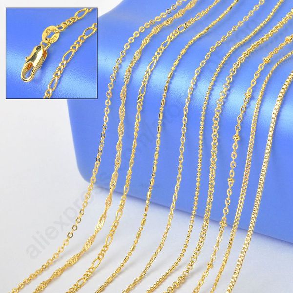 

2015 Sample Order 18" Mix 10 Kinds 18K Solid Yellow Gold Filled VenFigaro Rolo Curb Necklace Chains 18K-GF Stamped 1.2-2MM