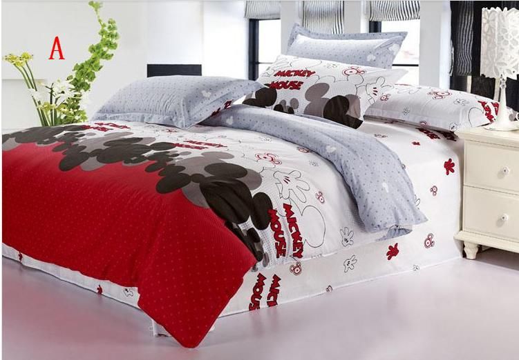 100 Cotton Minnie Mouse Mickey Mouse Queen Comforter Bedding Set