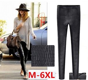 161 M-6XL plus size thin summer leather Snakeskin leggings High elastic Pencil pants Capris women Casual long trouser