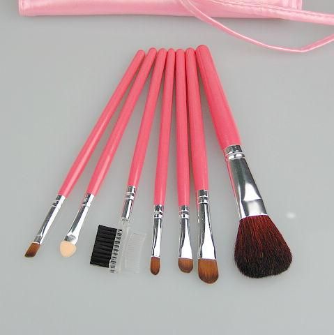 Cepillo de maquillaje de nylon Mango de madera Púrpura / rosa pu 7 / set 4 / bolsa Pinceles de maquillaje maquillaje profesional