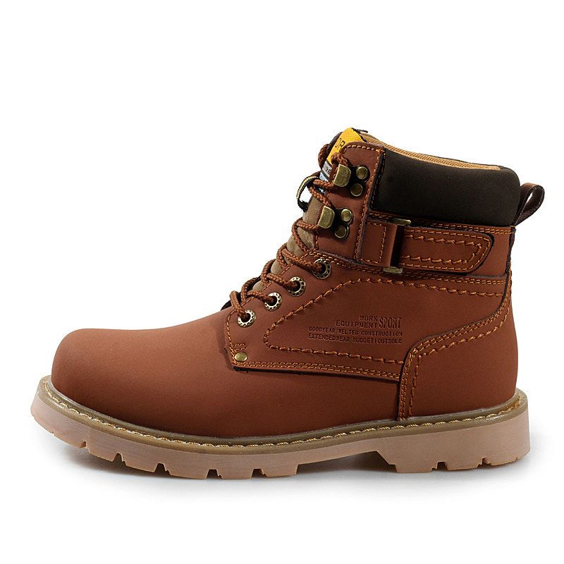 Spring New Fashion Mens Work Boots Fall Men Ankle Work Shoes Winter With Warm Plush Lace Up Boots Size 38 39 44 45 Rain Boots Mens Shoes From