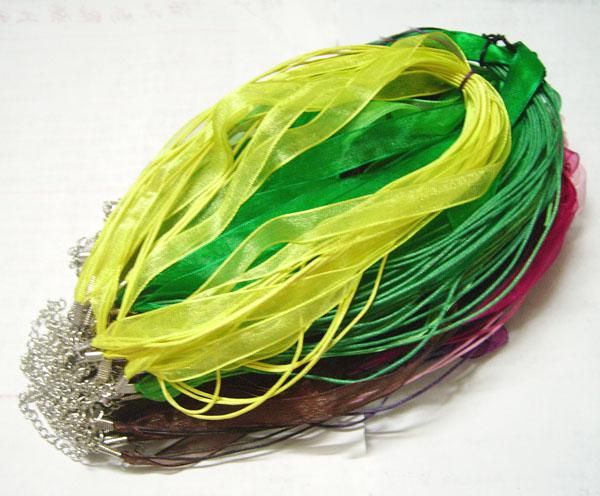 100st / lot mix färg organza band halsband kedjor för DIY Craft mode smycken gåva 18inch W3 *