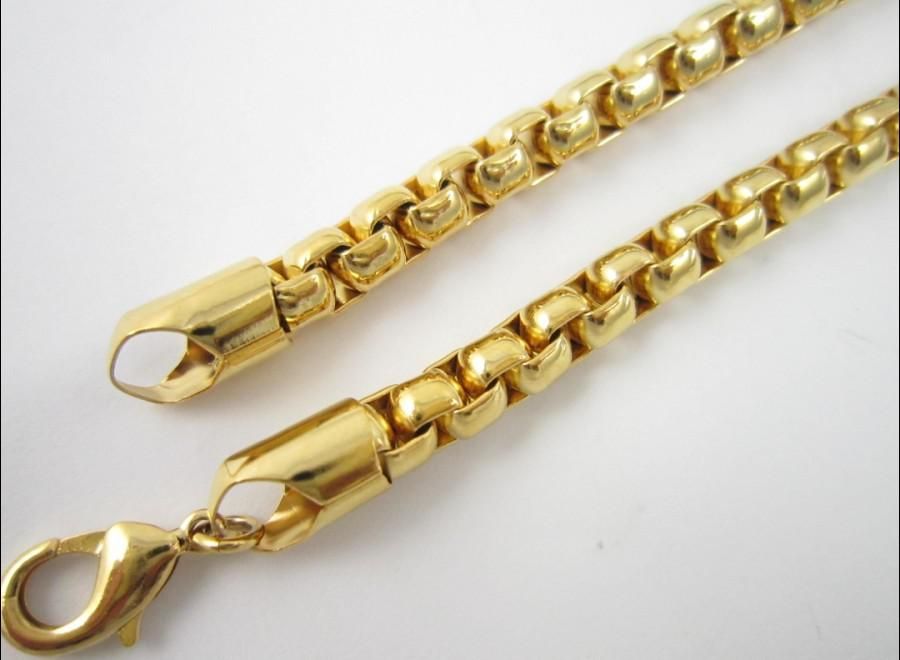 18k GP Gold Plated Mens Brass Necklace 
