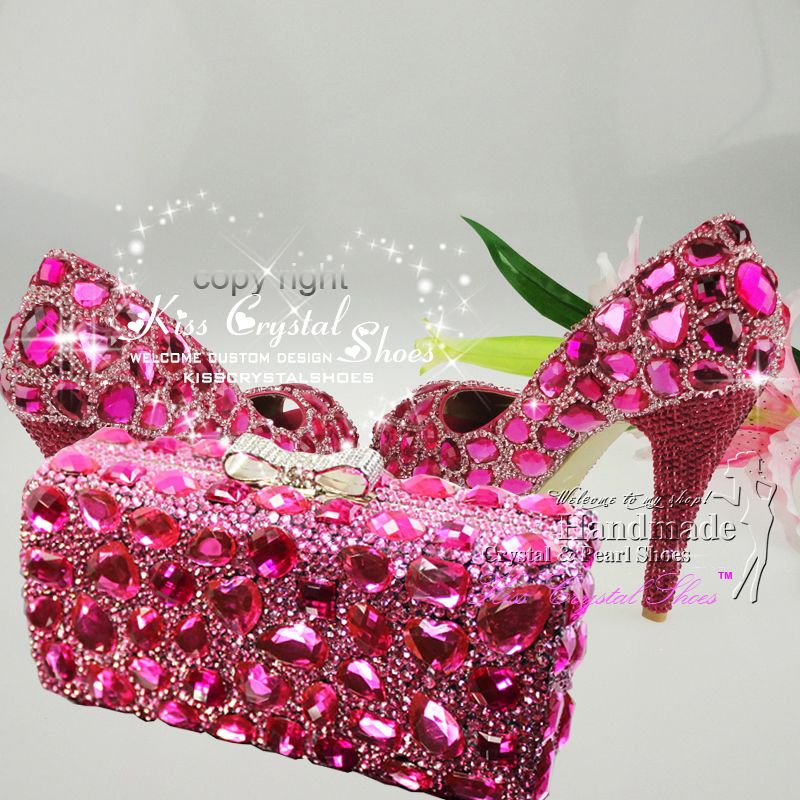 Compre Quente Peep Toe Rosa Fúcsia Bombas Mulheres Sapatos De Salto Alto  Festa De Brilho De Cristal Plataforma Casamento Sapatos Italianos De Sapato  E Bolsa Set Barato | Entrega Rápida E Qualidade | Pt.Dhgate