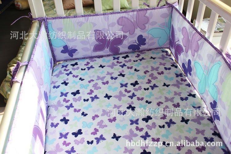 Purple Erfly Embroidery Baby Girl Bedding 100 Cotton Printed Purple Erfly Embroidery Baby Girl Bedding 100 Cotton Printed Crib Set Cot Quilt Bed Around Skirt Mattress Cover Boys Comforters Sets Full