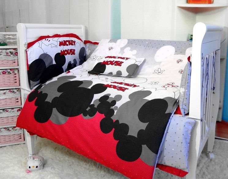 Promotion Mickey Mouse Baby Bedding Sets Cot Mickey Mouse Baby Bedding Sets Cot Bumper Sheet Pillow Cover Plug Wire Samsung With 66 5 Piece On Diaolan S