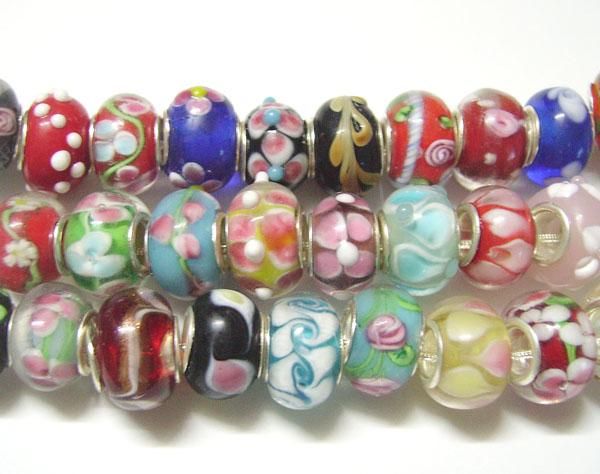50pcs/lot Mix Style Murano Lampwork Glass European Beads Charm Bracelet Necklace For DIY Craft Jewelry C20
