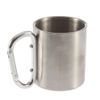 Wholesale-1pc 220ml Outdoor Stainless Steel Coffee Mug Travel Camping Cup Carabiner Aluminium Hook Double Wall Camp Equipment