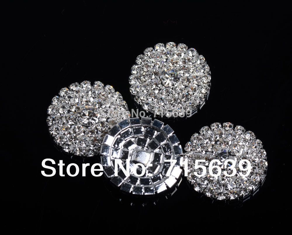 Envio Atacado-Free Flat Back Rhinestone Enfeite 25mm 20pcs / lot Cor Prata Usado No Casamento