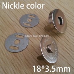 Wholesale-Free shipping (100sets/lot) 18*3.5mm nickle Colour metal magnetic snaps button 18mm