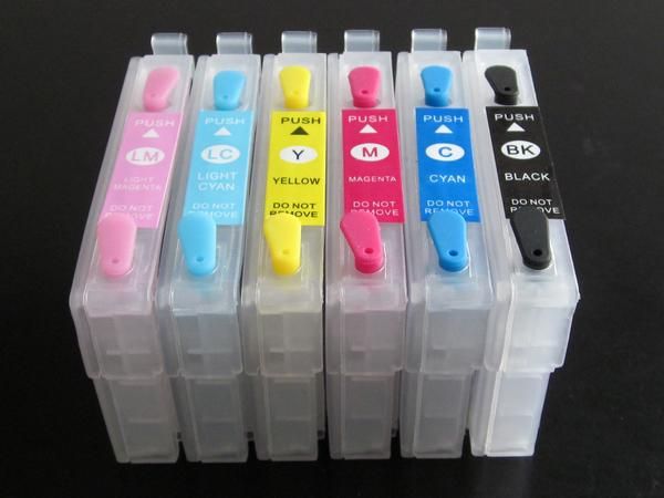 Empty Refillable Ink Cartridges For Epson Stylus Photo 1400 Cartridge T0791 T0796 W/ ARC Chip 
