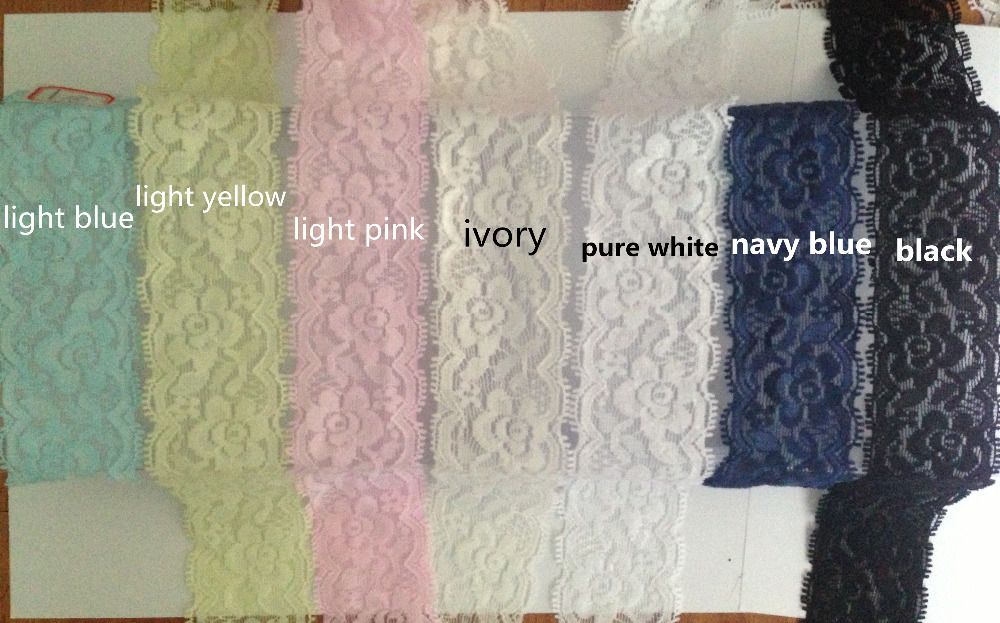 

Wholesale-10meter 21colors 1 4/7" 4cm width elastic stretch lace trim rose flower pattern lovely for Headband , wedding lace .