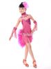 도매 - 새로운 어린이 키즈 스팽글 깃털 프린지 무대 공연 경쟁 볼룸 댄스 의상 여자를위한 라틴 댄스 복장 XC-4814