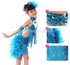 All'ingrosso-Nuovi Bambini Bambini Paillettes Piuma Frangia Stage Performance Competition Ballroom Dance Costume Abito da ballo latino per ragazze XC-4814