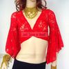 Partihandel-Fashion Belly Dancing Costume Lace Butterflies Sleeve Blus Sexiga Pierced Tops