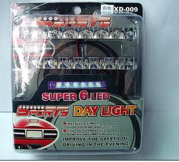 Dekoracja zewnętrzna samochodu LED Day Light-Car Running Daylight-Auto LED 6LED DRL Daylight White 12 V DC Head Lampa