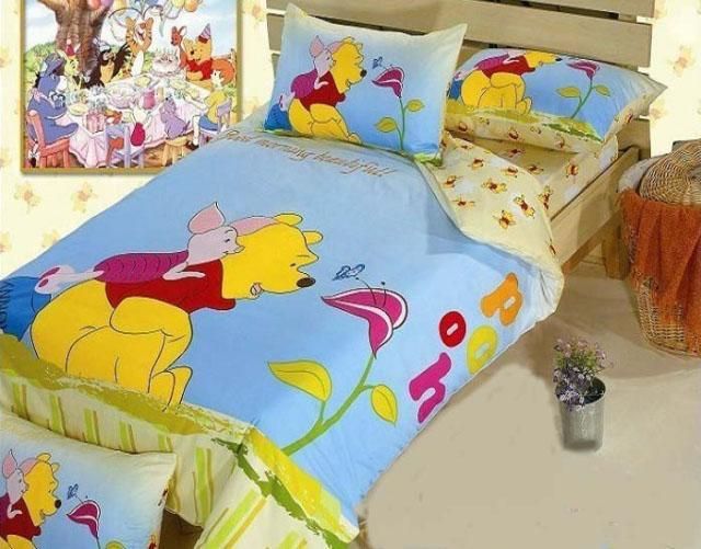 Cute Cartoon Set Winnie The Pooh Childrens Queen Bedding Set 100