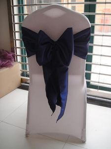 20cm w * 275cm l marinho azul tafetá cadeira faixa para casamento, festa, uso de decoração do hotel