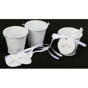 !Wedding favors, white tin candy pail, tin pails favors, mini bucket favors