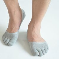 Wholesale Latest Men Invisible Pure Color Boat Socks Toe Socks Cotton Absorb Sweat Deodorant Five Finger Casual Socks