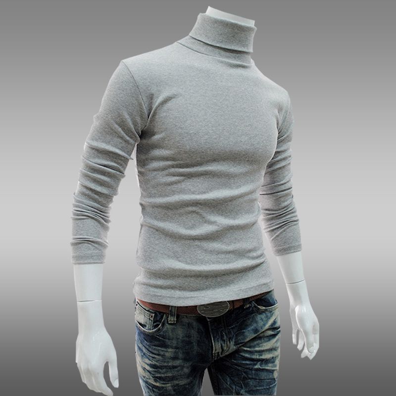 

Wholesale-M-XXL Plus size Autumn and winter Men Cashmere pullover slim turtle neck knited sweater mens Stylish Slim Fit jumpers, Dark grey