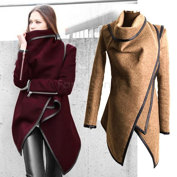 

Wholesale-Cheap Female Overcoat Long Wool Women Coat Winter trench Thick Solid Long Sleeve Warm Red/Yellow Plus Size M-XXXL Fashion 34