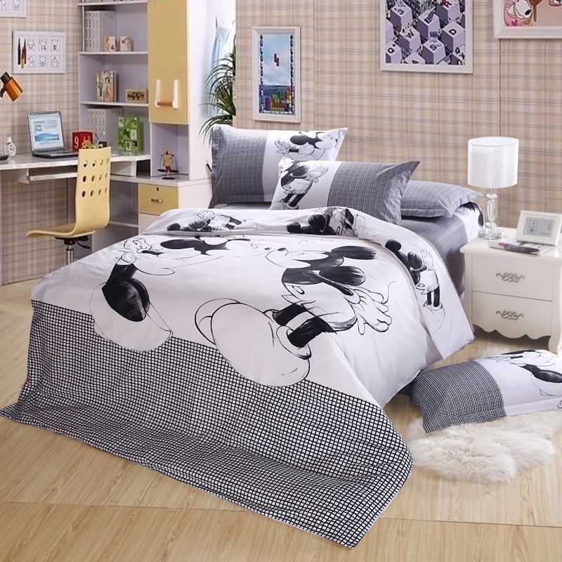 Mickey Mouse Kids Print Bedding Set Bedclothes 100 Cotton King Mickey Mouse Kids Print Bedding Set Bedclothes 100 Cotton King Queen Size Duvet Comforter Quilt Cover Bed Linen Sets Double Bedroom Comforters