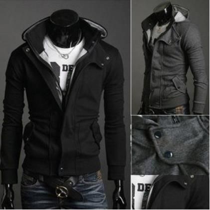 

Wholesale-New Coats Men Outwear Mens Special Hoodie Jacket Coat Men Clothes Cardigan Style Jacket Free Shipping 3 Colors Size M-XXXL HS781, Gray