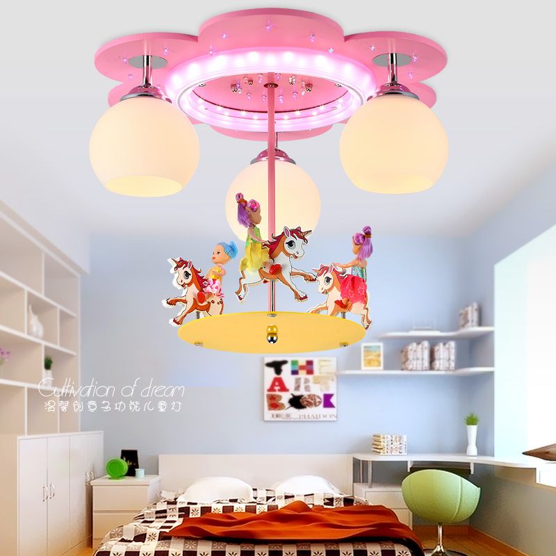 Whole The Carousel Led Cartoon Children Room Bedroom Ceiling Lamp Baby Girls Lamps Princess Lighting