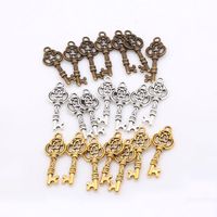Wholesale Key shaped Charm Three Color Vintage Metal Zinc Alloy Fine Trendy Keys Pendant Charms for Jewerly mm