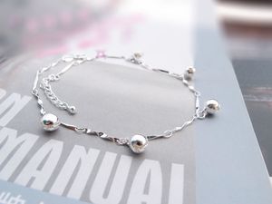 Wholesale-925 Sterling Silver Anklets Lovely Bell Pendant Sterling Silver Party Jewelry Foot accessories Wholesale