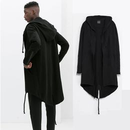 Original design 2015 New Fashion men's coat Hooded dovetail cardigan men hood black cloak outerwear oversize S-XXL