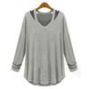 Wholesale-Sweatshirt 2015 New Womens Long Sleeve V-Neck Loose Casual T Shirt Off The Shoulder Tops Women Hoodies Blusas Hoody Sweatshirts