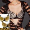 Wholesale-GaGa Womens Sexy Gold Silver Tone Metallic Gathers Steam Punk Spike Studs Rivet Push Up Bra Stage Show