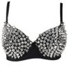 Wholesale-GaGa Womens Sexy Gold Silver Tone Metallic Gathers Steam Punk Spike Studs Rivet Push Up Bra Stage Show