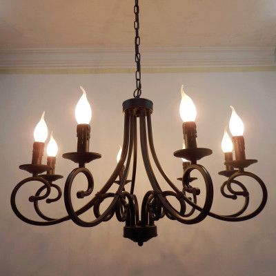 

Wholesale-free shipping wrought iron chandelier candles classical 8 pieces e14 bulb chandeliers light fixture America country brief style