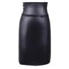 Wholesale-NEW 2015 Quality Casual High Waisted skirt Autumn Winter Faux Leather Pencil Skirt Black Red Leather skirt Saia M/L long skirt